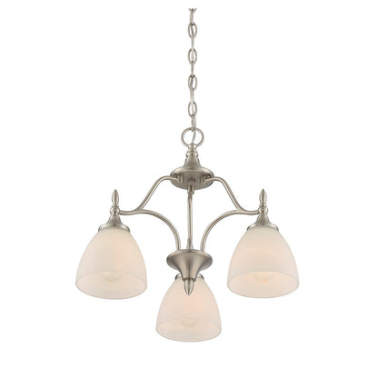 3 Light Chandelier, Satin Nickel