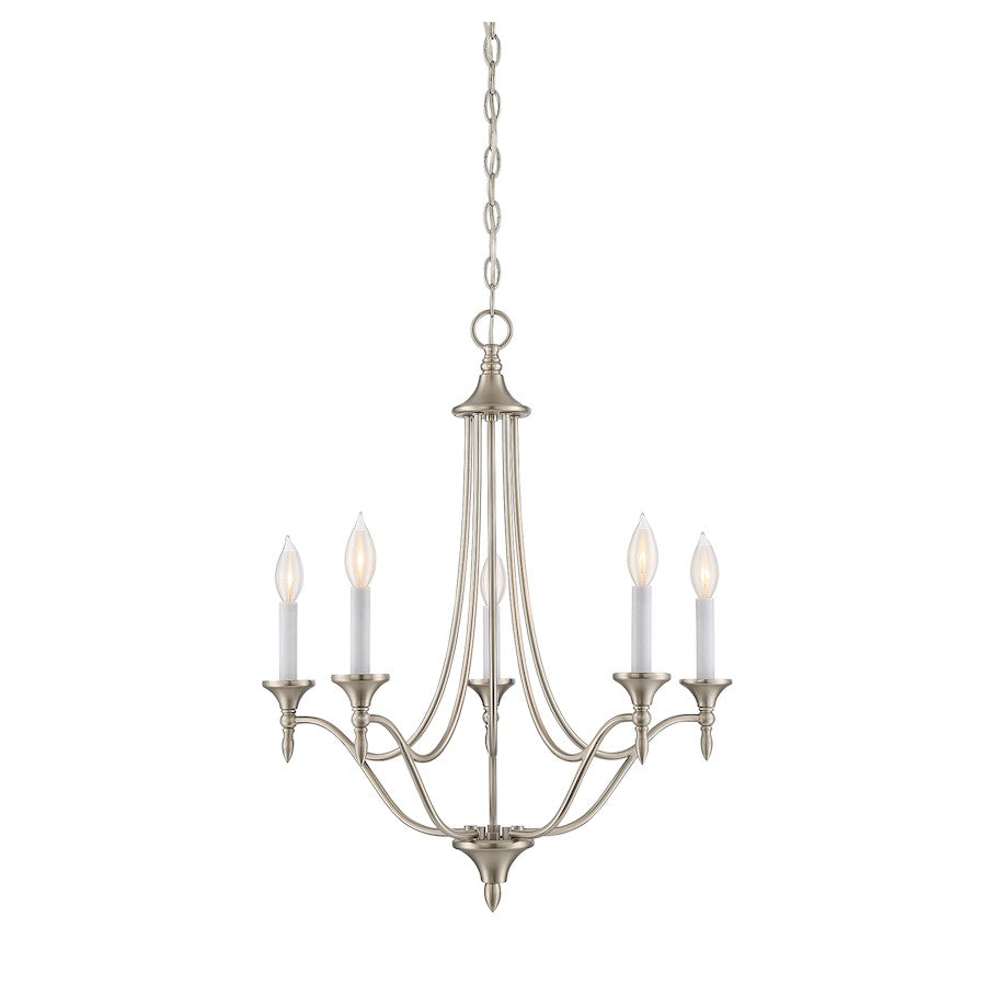 5-Light 21" Chandelier, Satin Nickel