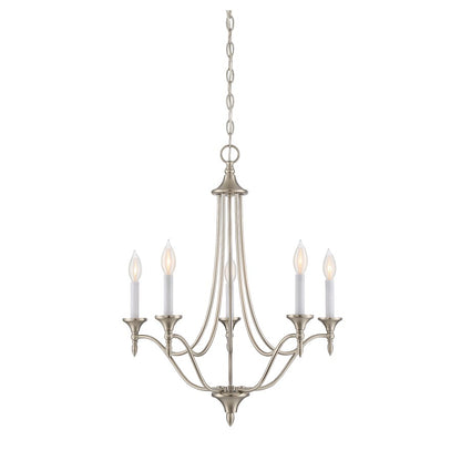 5-Light 21" Chandelier, Satin Nickel