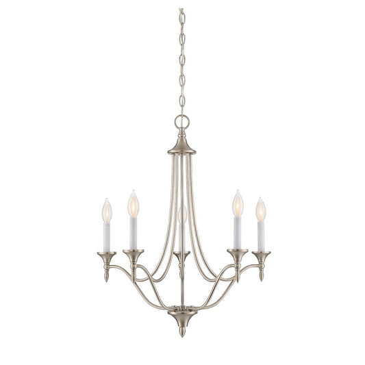 5-Light 21" Chandelier, Satin Nickel