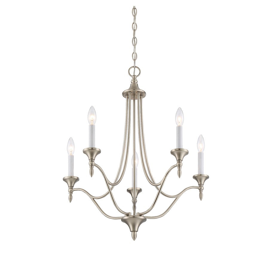 5-Light 21" Chandelier, Satin Nickel