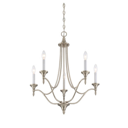 5-Light 21" Chandelier, Satin Nickel