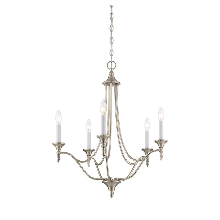 5-Light 21" Chandelier, Satin Nickel