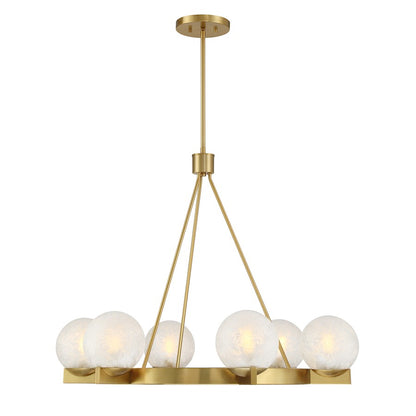 Savoy House Darien 6 Light Chandelier, Warm Brass/Ice