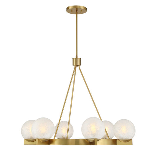Savoy House Darien 6 Light Chandelier, Warm Brass/Ice