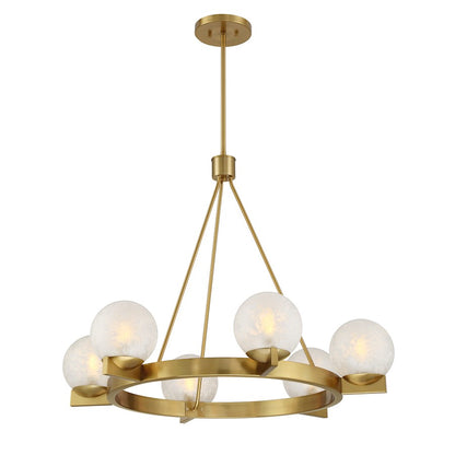 Savoy House Darien 6 Light Chandelier, Warm Brass/Ice