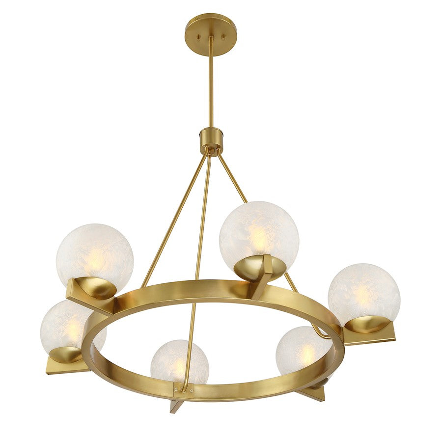 Savoy House Darien 6 Light Chandelier, Warm Brass/Ice