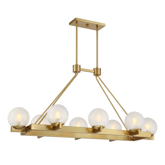 Savoy House Darien 8 Light Linear Chandelier, Warm Brass/Ice