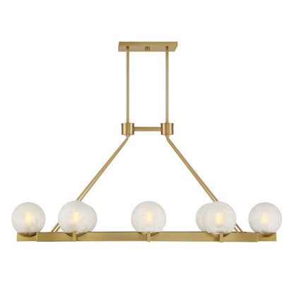 Savoy House Darien 8 Light Linear Chandelier, Warm Brass/Ice