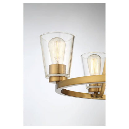 5 Light Chandelier, Warm Brass