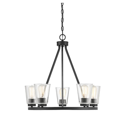 5 Light Chandelier, Matte Black