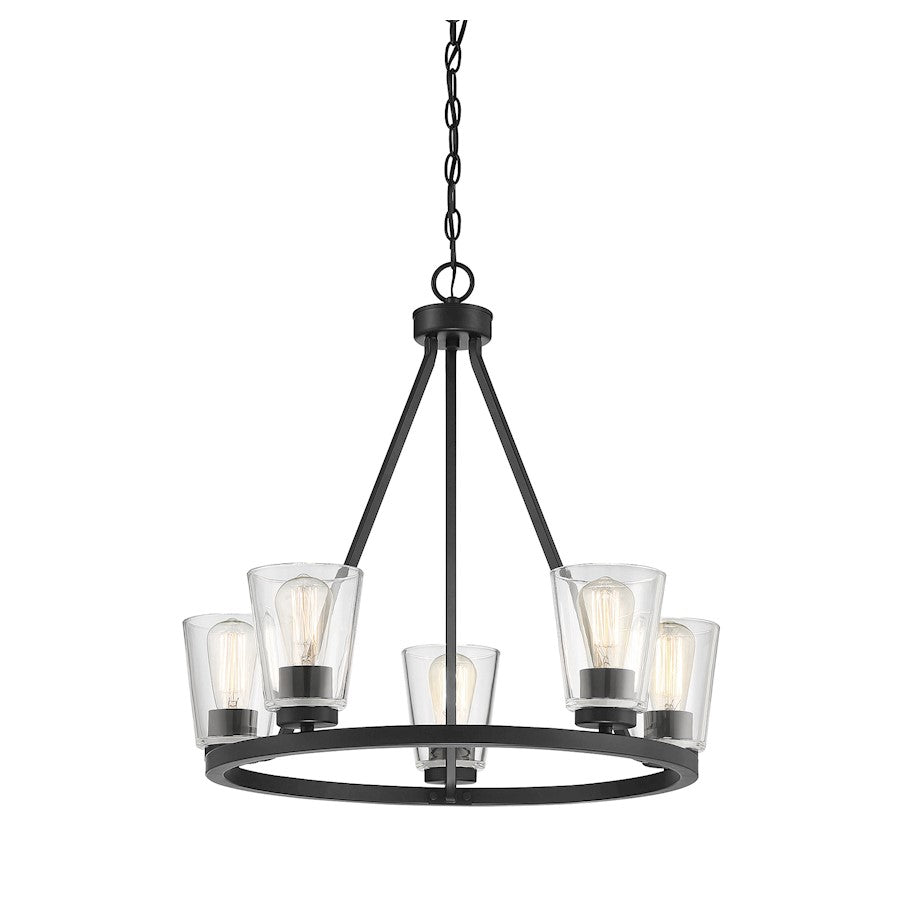 5 Light Chandelier, Matte Black