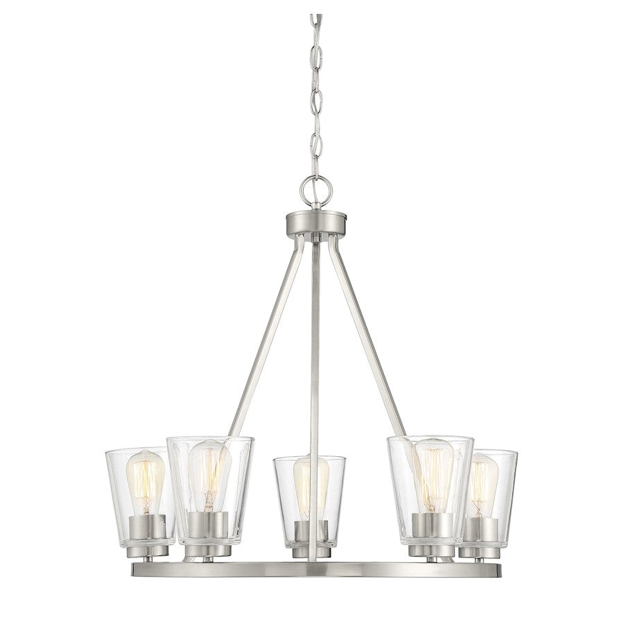 5 Light Chandelier, Satin Nickel