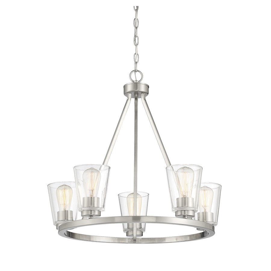 5 Light Chandelier, Satin Nickel