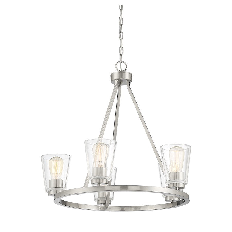 5 Light Chandelier, Satin Nickel