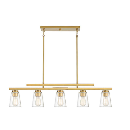 Savoy House Calhoun 5-Light Linear Chandelier, Warm Brass - 1-1023-5-322