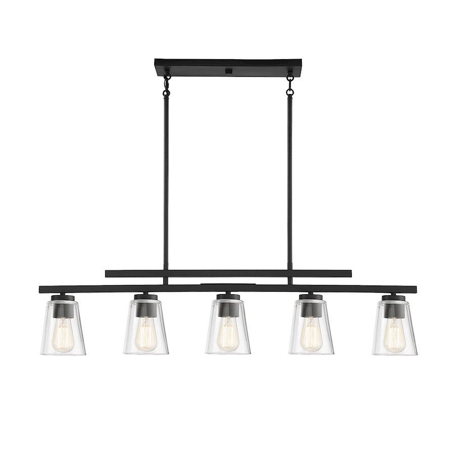 Savoy House Calhoun 5-Light Linear Chandelier, Matte Black - 1-1023-5-89