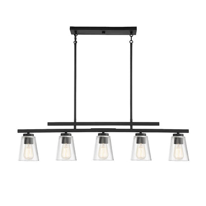 Savoy House Calhoun 5-Light Linear Chandelier, Matte Black - 1-1023-5-89