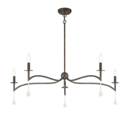 5 Light Chandelier, Chelsea Walnut