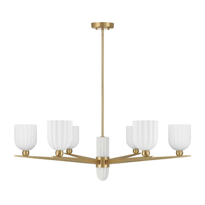 Savoy House Collier 6Lt Chandelier, White Opal, Warm Brass