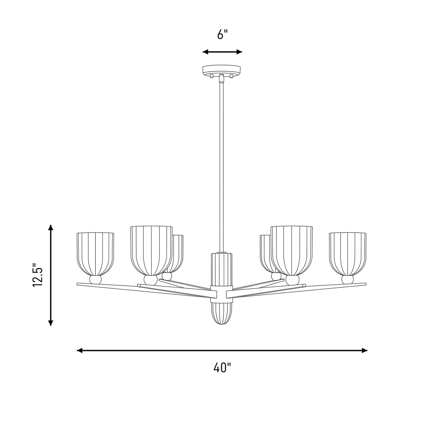 Savoy House Collier 6Lt Chandelier, White Opal, Warm Brass