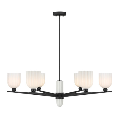Savoy House Collier 6Lt Chandelier, White Opal, Matte Black