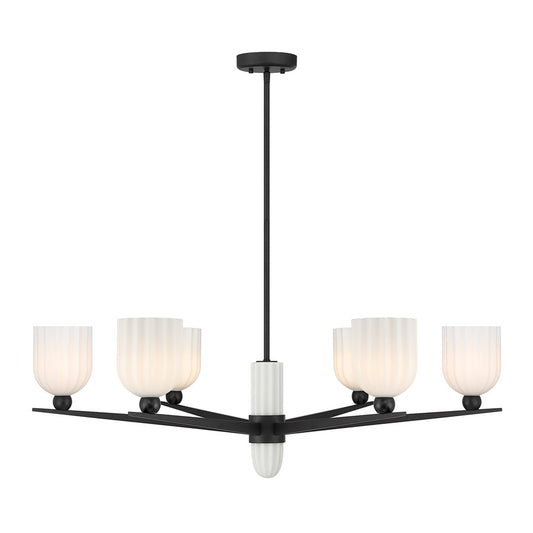 Savoy House Collier 6Lt Chandelier, White Opal, Matte Black