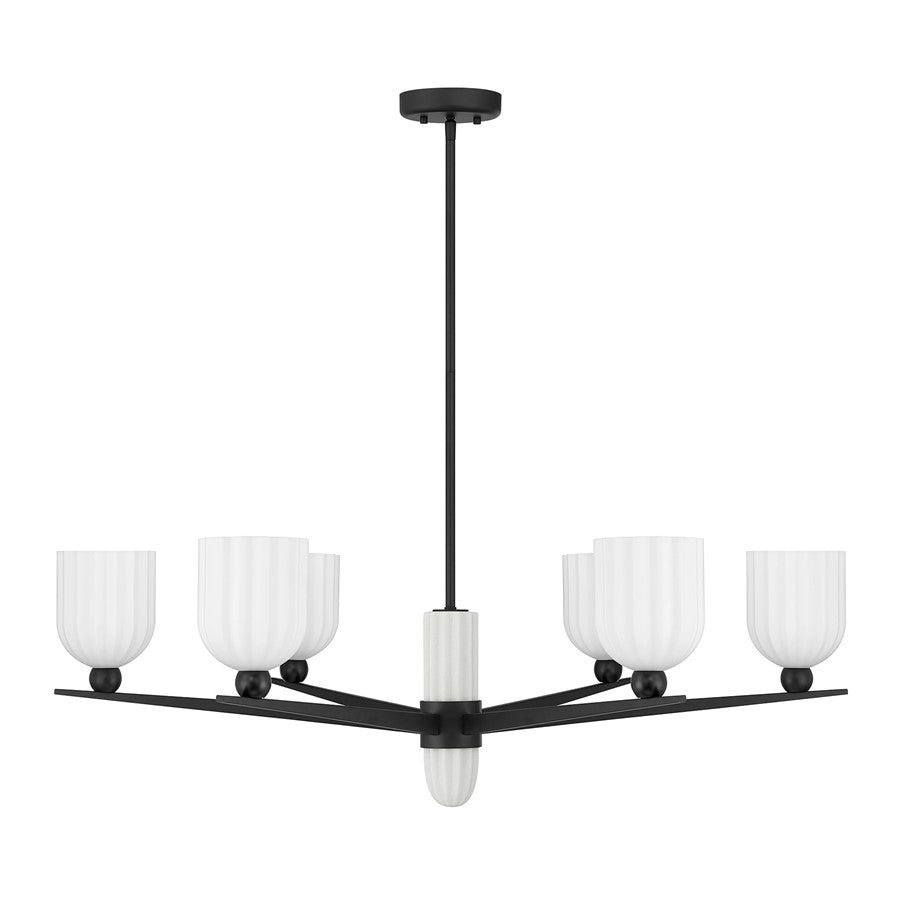 Savoy House Collier 6Lt Chandelier, White Opal, Matte Black