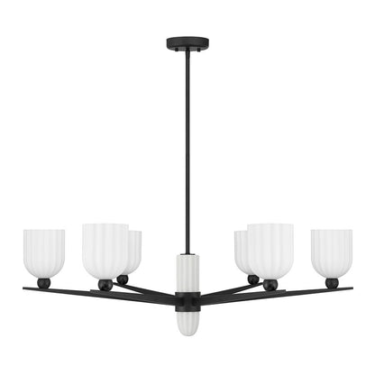 Savoy House Collier 6Lt Chandelier, White Opal, Matte Black