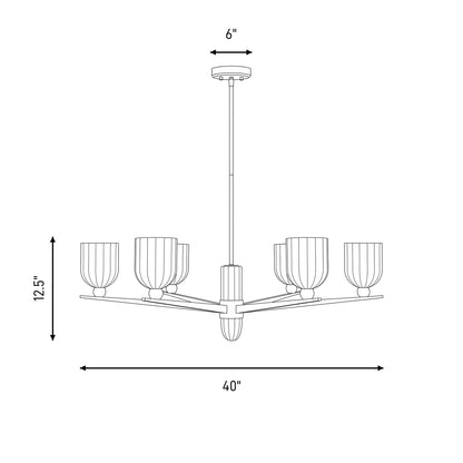Savoy House Collier 6Lt Chandelier, White Opal, Matte Black