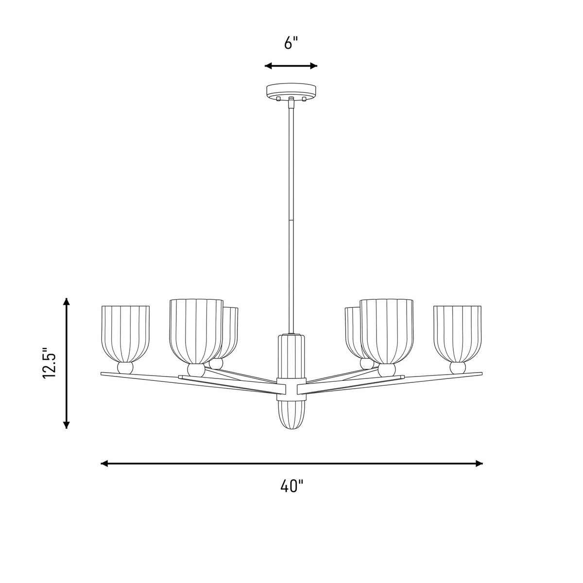 Savoy House Collier 6Lt Chandelier, White Opal, Matte Black