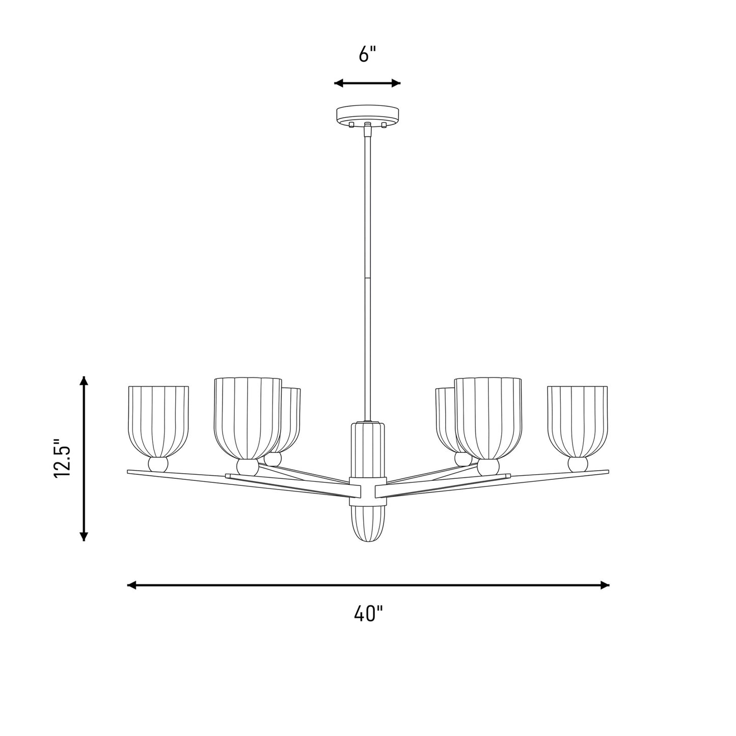 Savoy House Collier 6Lt Chandelier, White Opal, Matte Black