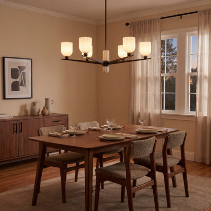Savoy House Collier 6Lt Chandelier, White Opal, Matte Black
