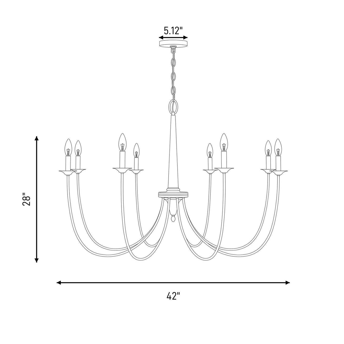 8-Light Chandelier, French Gold