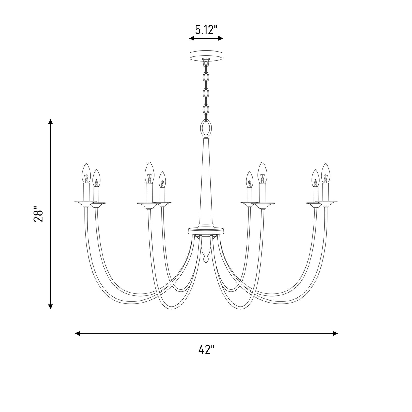 8-Light Chandelier, Bisque White