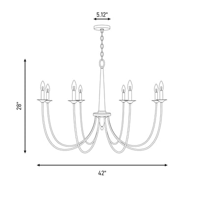 8-Light Chandelier, Bisque White