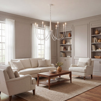 8-Light Chandelier, Bisque White