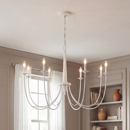 8-Light Chandelier, Bisque White