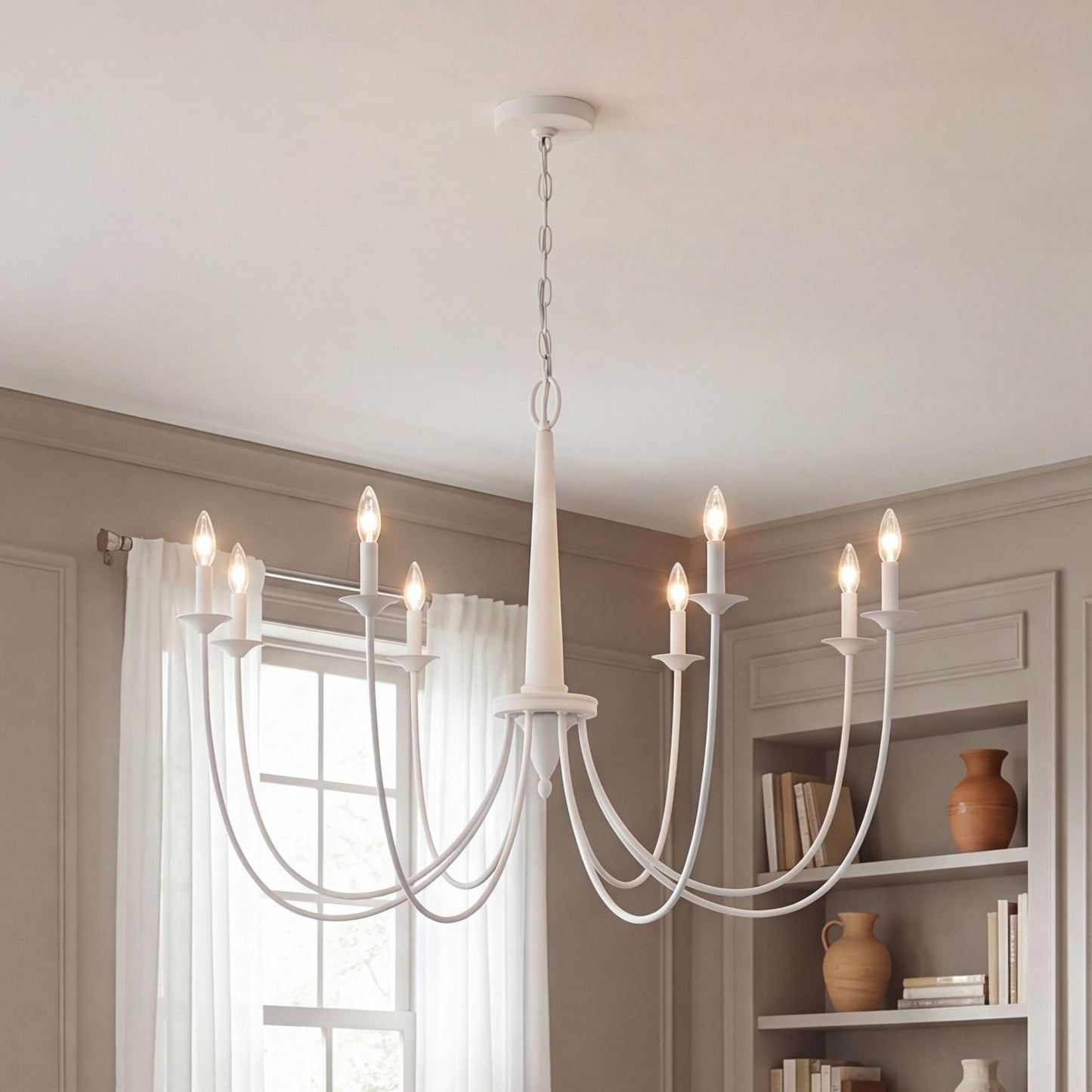8-Light Chandelier, Bisque White