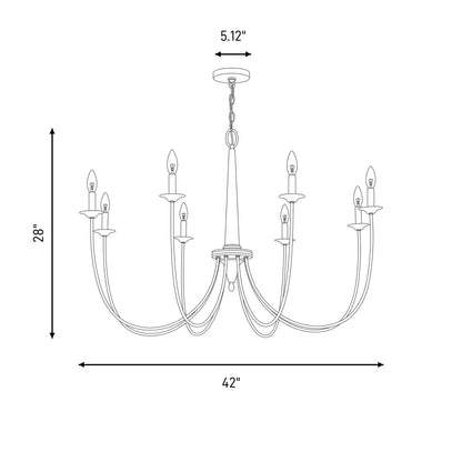 8-Light Chandelier, Matte Black