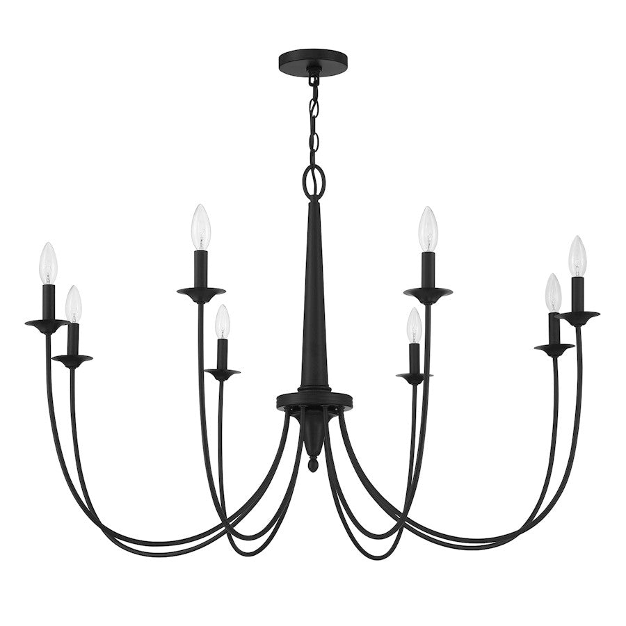 8-Light Chandelier, Matte Black