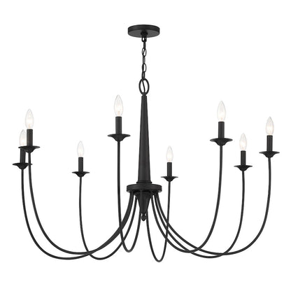 8-Light Chandelier, Matte Black