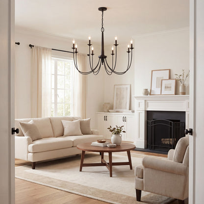 8-Light Chandelier, Matte Black