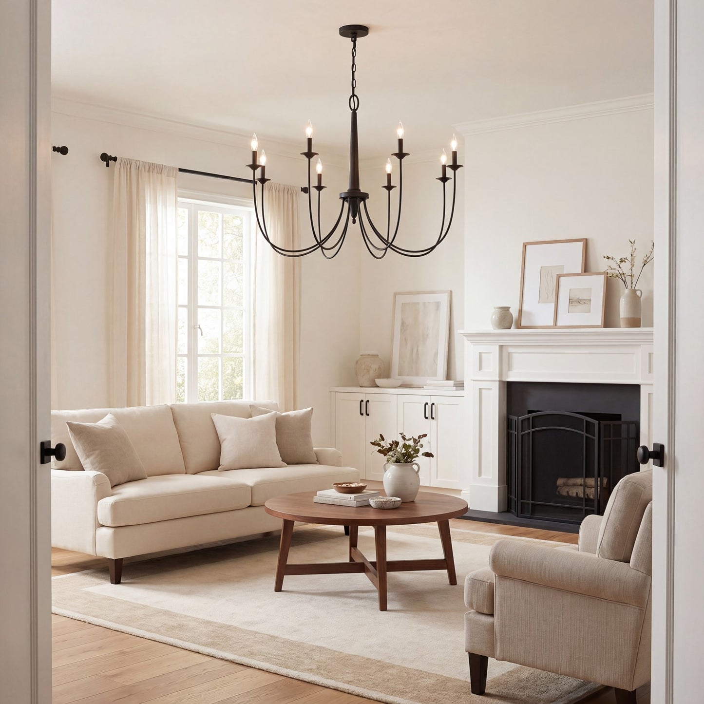 8-Light Chandelier, Matte Black