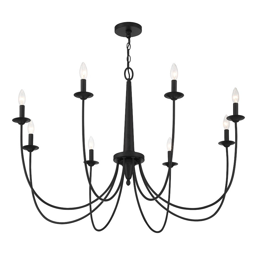8-Light Chandelier, Matte Black