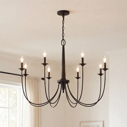 8-Light Chandelier, Matte Black