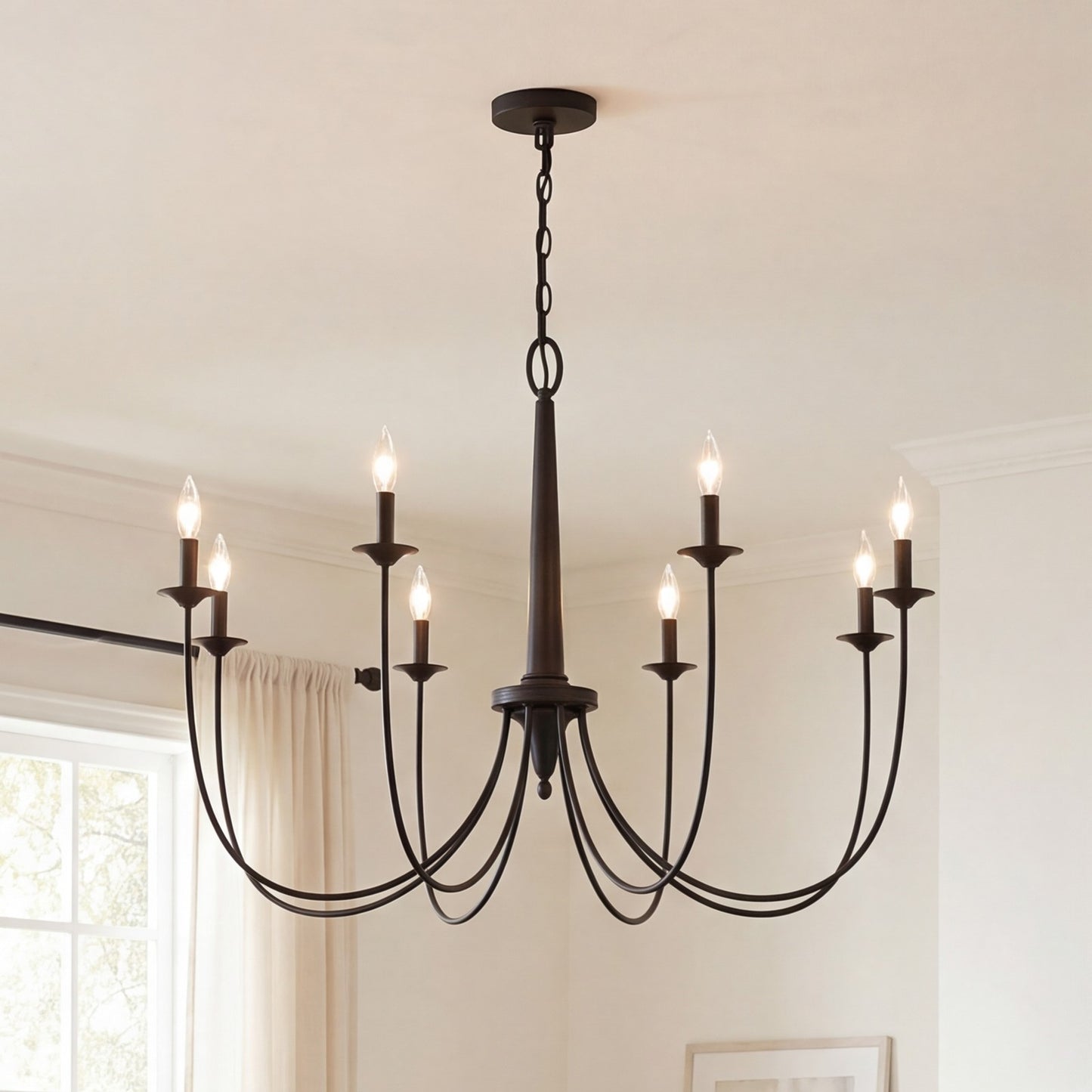 8-Light Chandelier, Matte Black