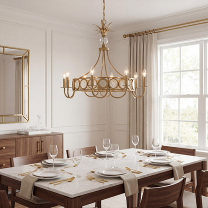 Savoy House Hearst 8 Lt Chandelier, Antique, Noble Brass