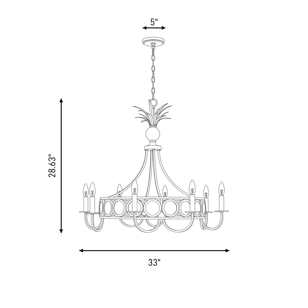 Savoy House Hearst 8 Lt Chandelier, Antique, Noble Brass