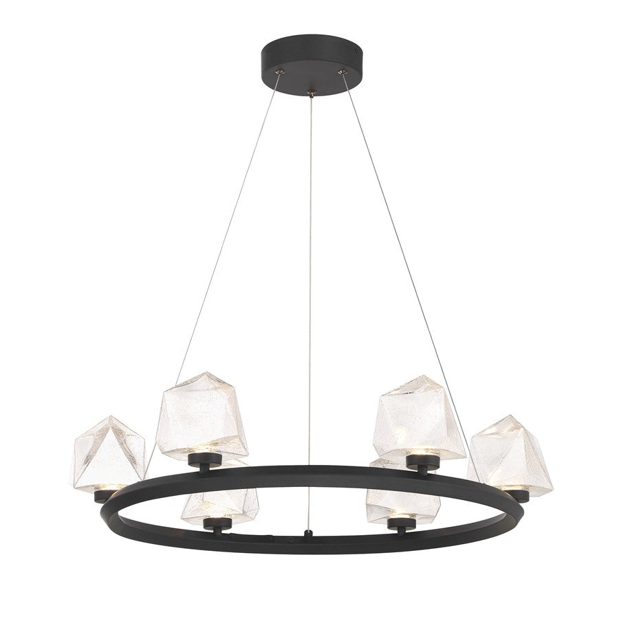Savoy House Castello 6 Lt Chandelier, Clear Seeded, Matte Black